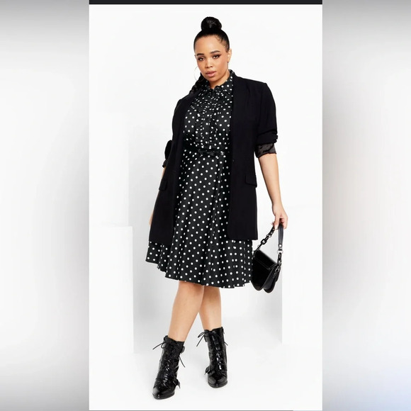 City Chic Nellie Dress Navy spot - new with tags size 14 - Picture 4 of 13